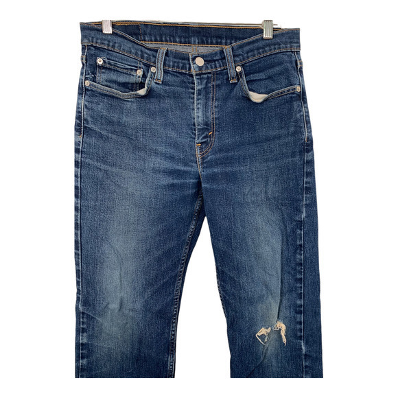 Levis 514 Dark Wash Distressed Jeans Sz 32‎ x 32 - Picture 5 of 5